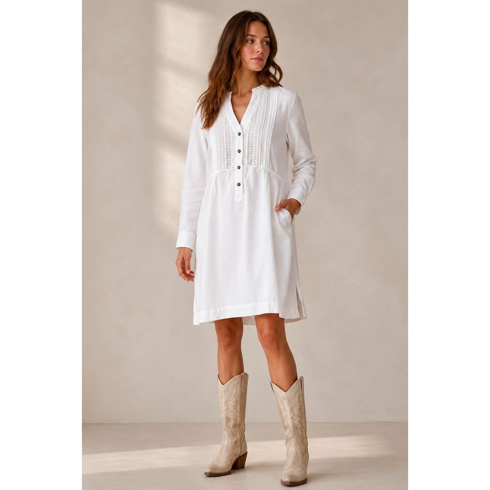 Anthropologie Holding Horses White Cotton Pullover Dress M Prairie Pockets
